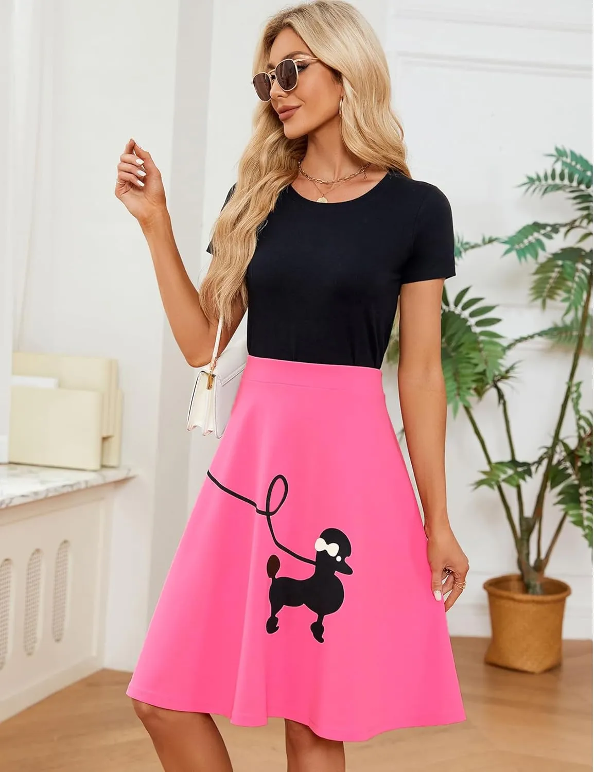Women's Poodle Skirts 50s Halloween Costume Adult Outfit 2025 High Waist Vintage Skirt Swing Pleated Party Skirts