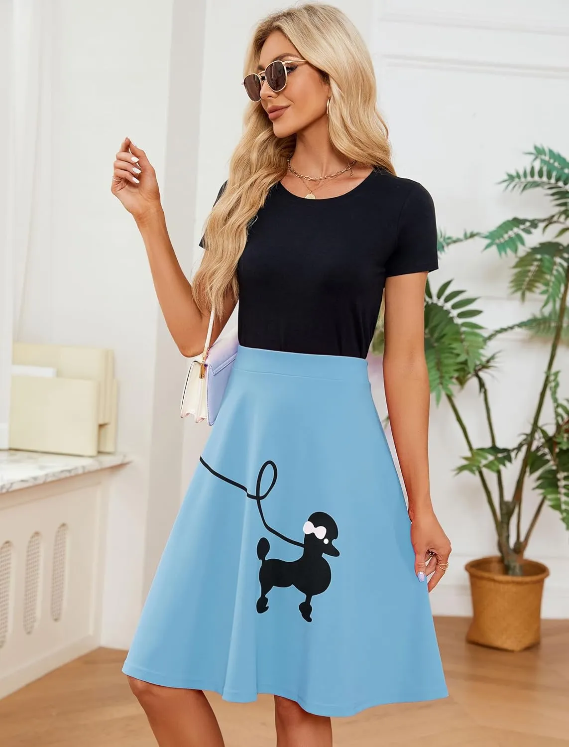 Women's Poodle Skirts 50s Halloween Costume Adult Outfit 2025 High Waist Vintage Skirt Swing Pleated Party Skirts